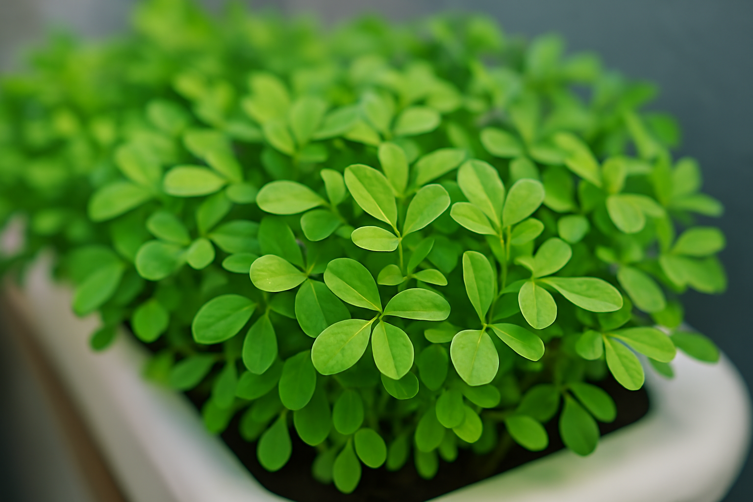 Fenugreek leaves grown at home balcony garden