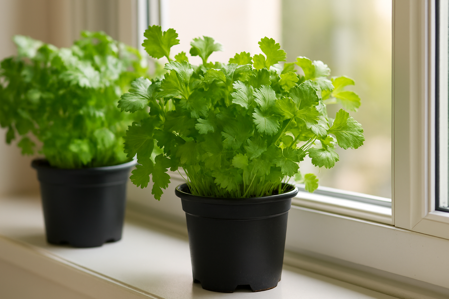 Homegrown coriander leafy greens for Indian curries