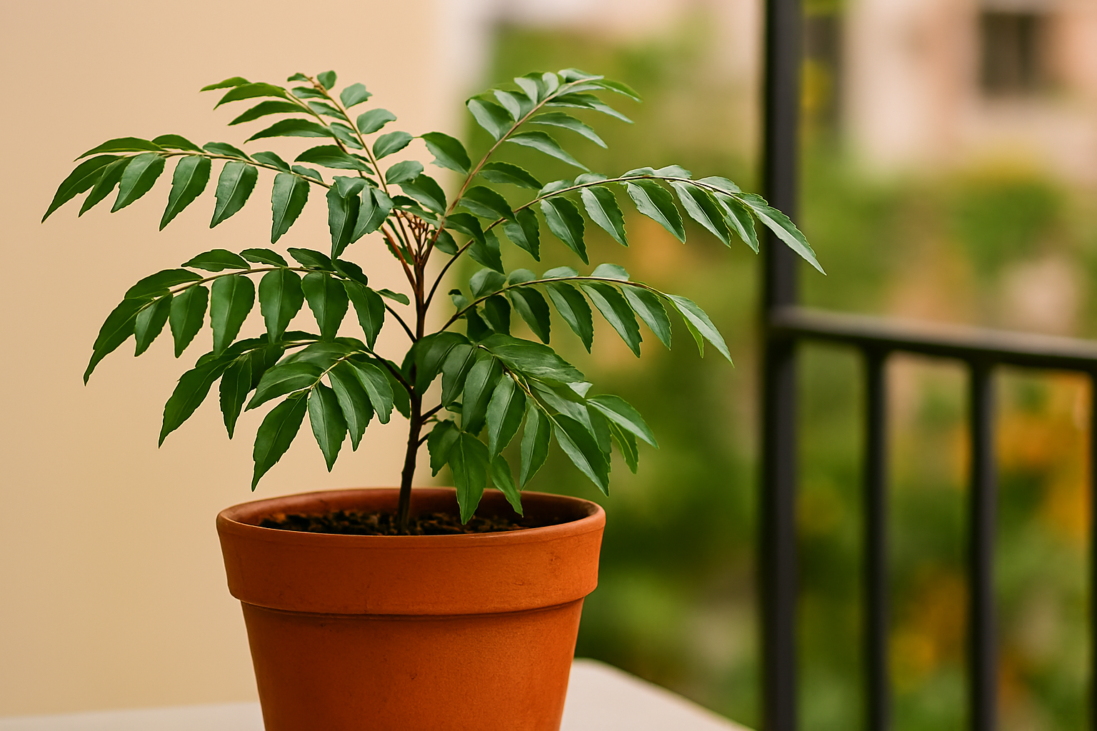 Curry leaves plant grown at home garden