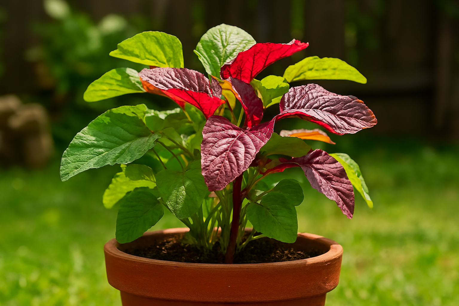 Amaranth thotakura leaves grown in pots