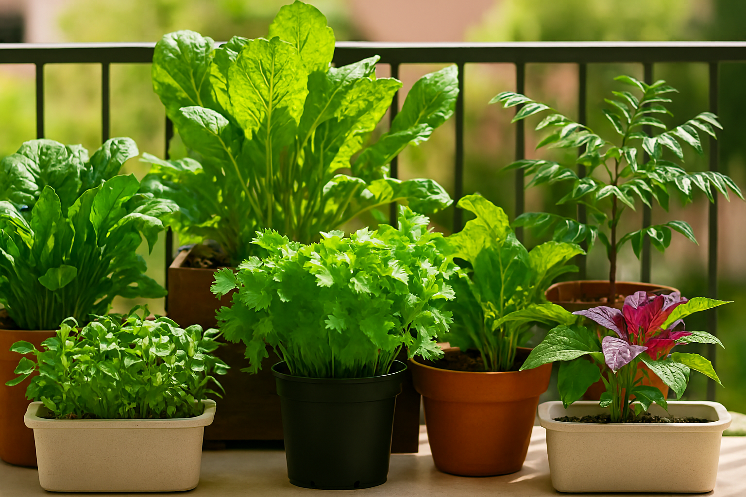 Top 7 leafy greens you can grow at home for Indian curries in a balcony garden – spinach, fenugreek, coriander, mustard greens, curry leaves, amaranth, and dill