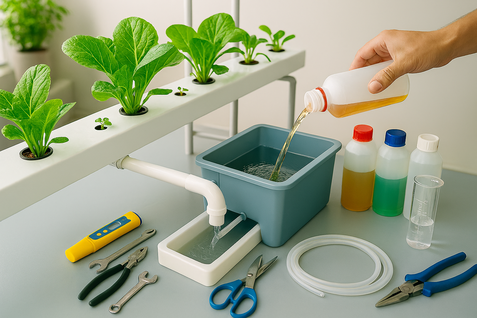 Featured image of modern hydroponic equipment setup with LED lights and nutrient tanks