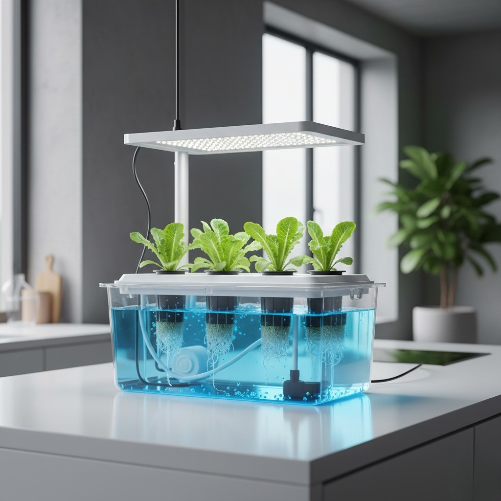 Hydroponic kits for beginners in India with leafy greens